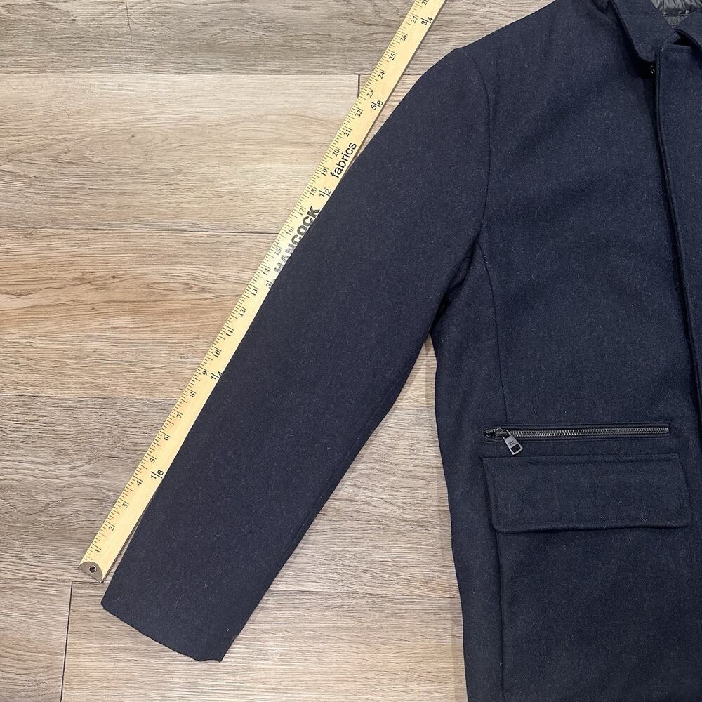 Calvin Klein Men’s Med Wool Duffle Navy Coat Jacket Removable Hood EUC - Picture 15 of 16